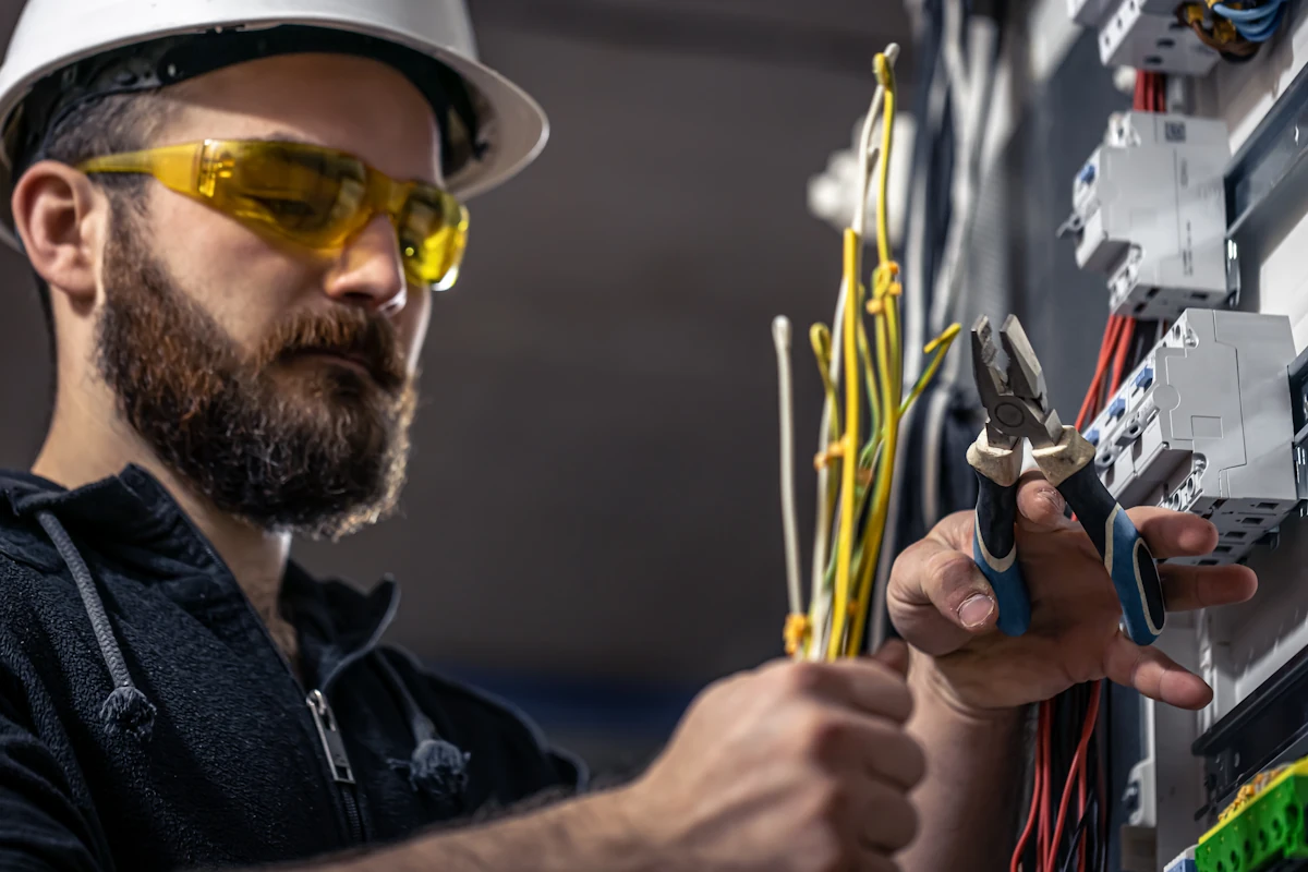 Un électricien en plein travail